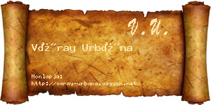 Váray Urbána névjegykártya